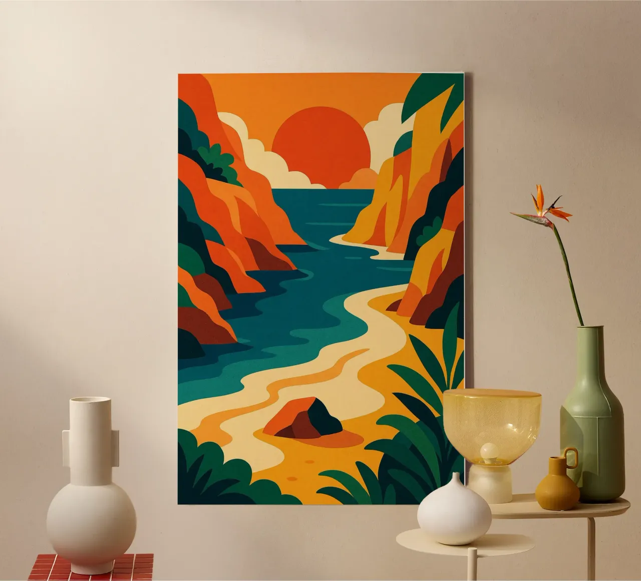 Crique - Kleurrijke ontsnapping canvas met Baklijst van JETLAG | affiches voyage