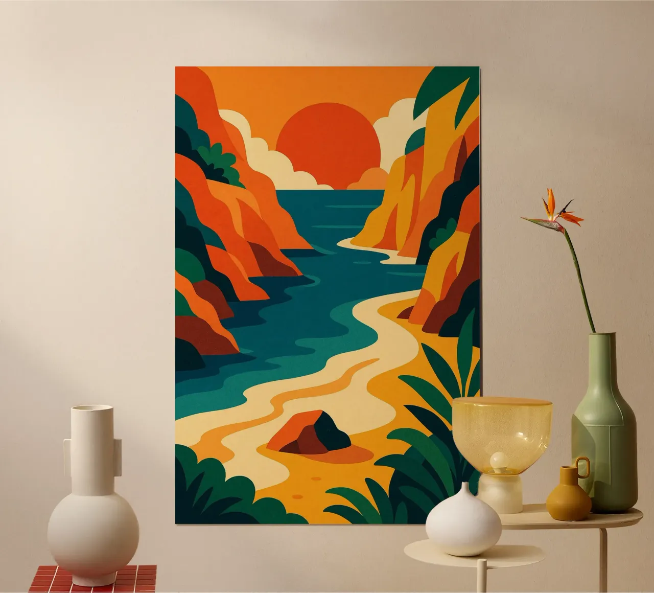 Crique - Fuga colorata poster con telaio in legno da JETLAG | affiches voyage