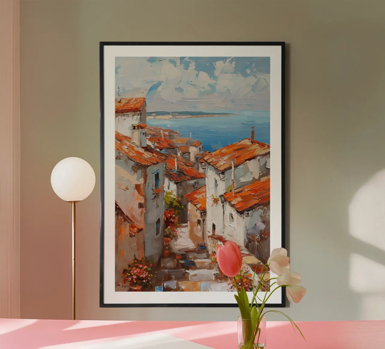 Mediterranean Stillness poster con telaio in plastica da Mosaic Dialogue