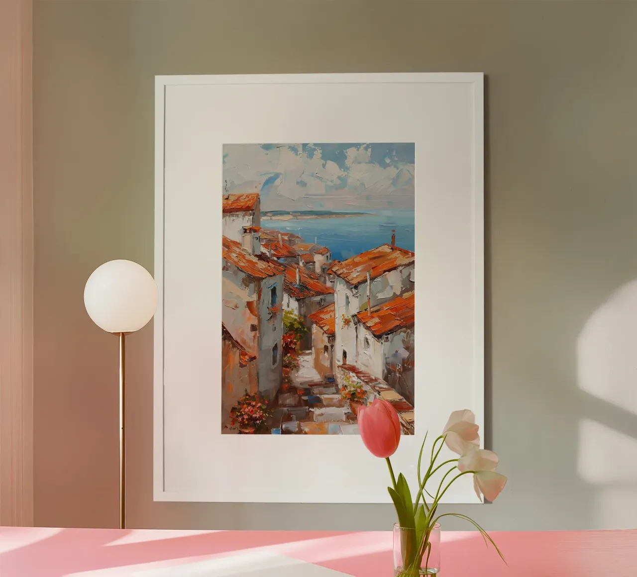 Mediterranean Stillness poster con telaio in plastica da Mosaic Dialogue