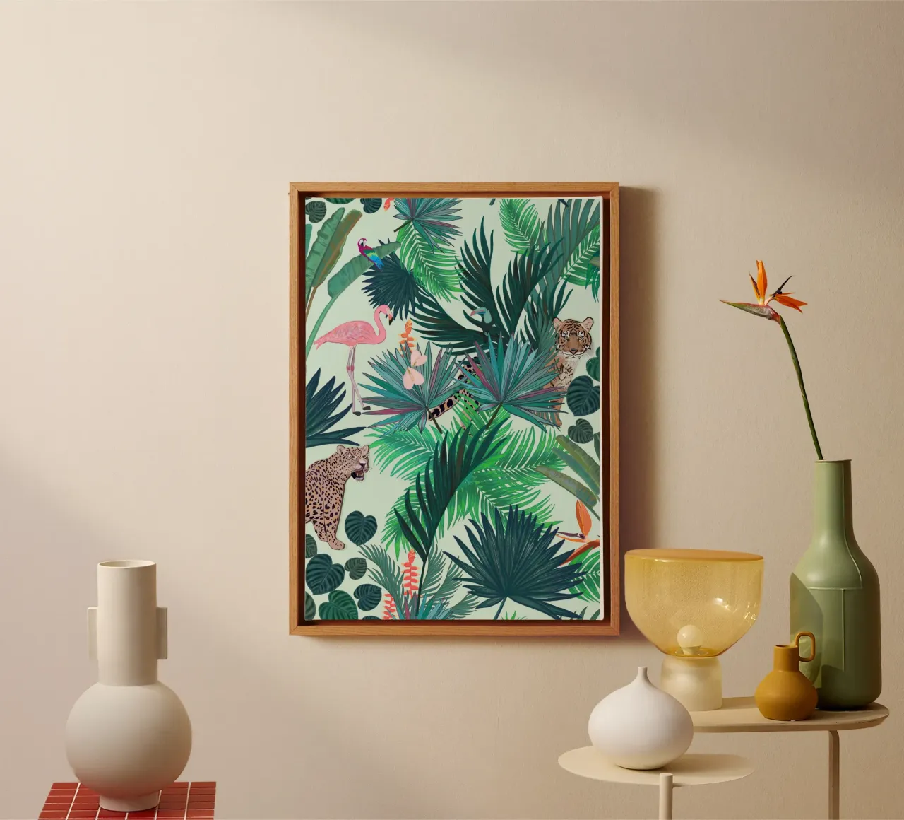 Rain forest and tiger forest summer pattern canvas by gulsengunel