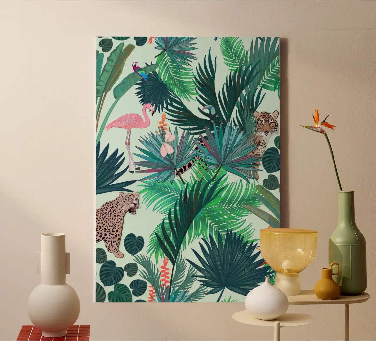 Rain forest and tiger forest summer pattern canvas by gulsengunel