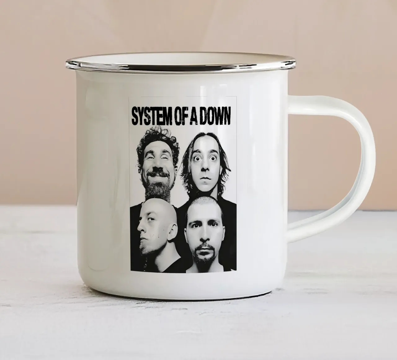 System OF A Down - Estilo Pop Art Gráfico taza de esmalte de AprilAdamantium