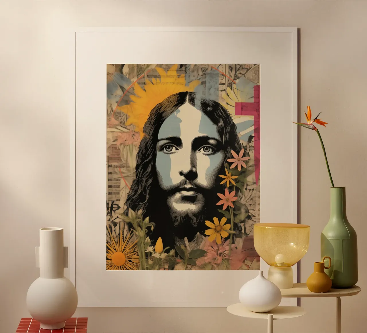 Hippie Jezus | Gemengde-Media-Compositie poster van Autofocus