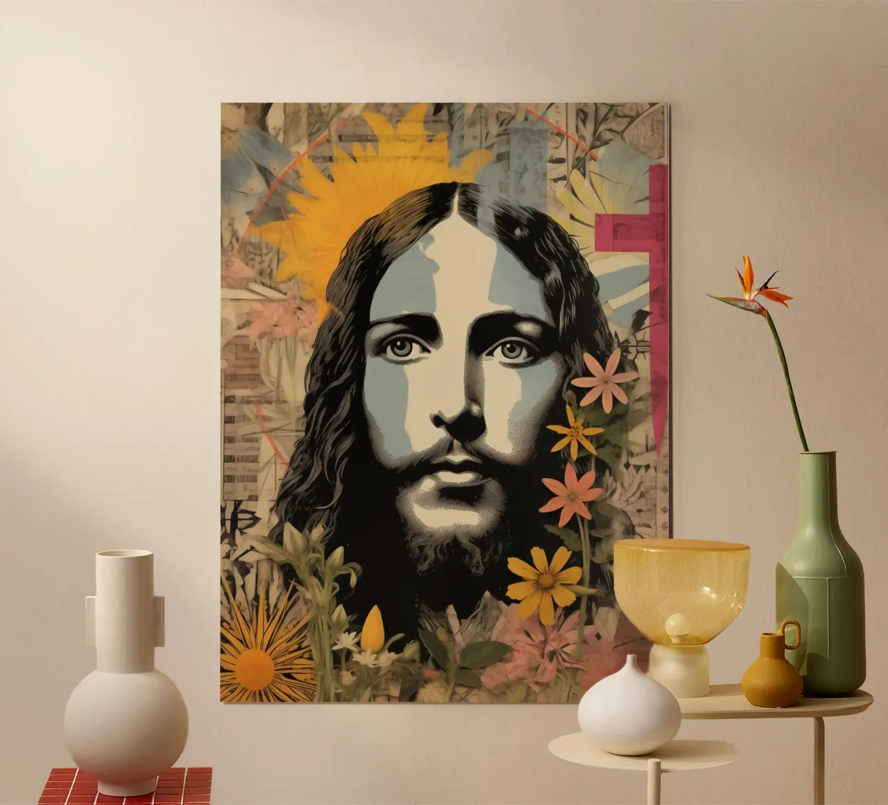 Hippie Jezus | Gemengde-Media-Compositie poster van Autofocus