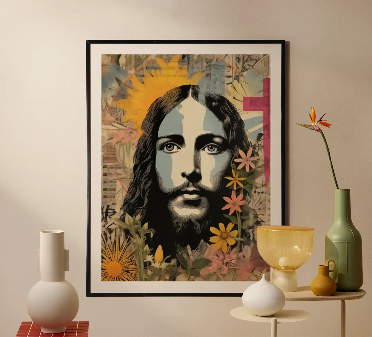 Hippie Jezus | Gemengde-Media-Compositie poster van Autofocus