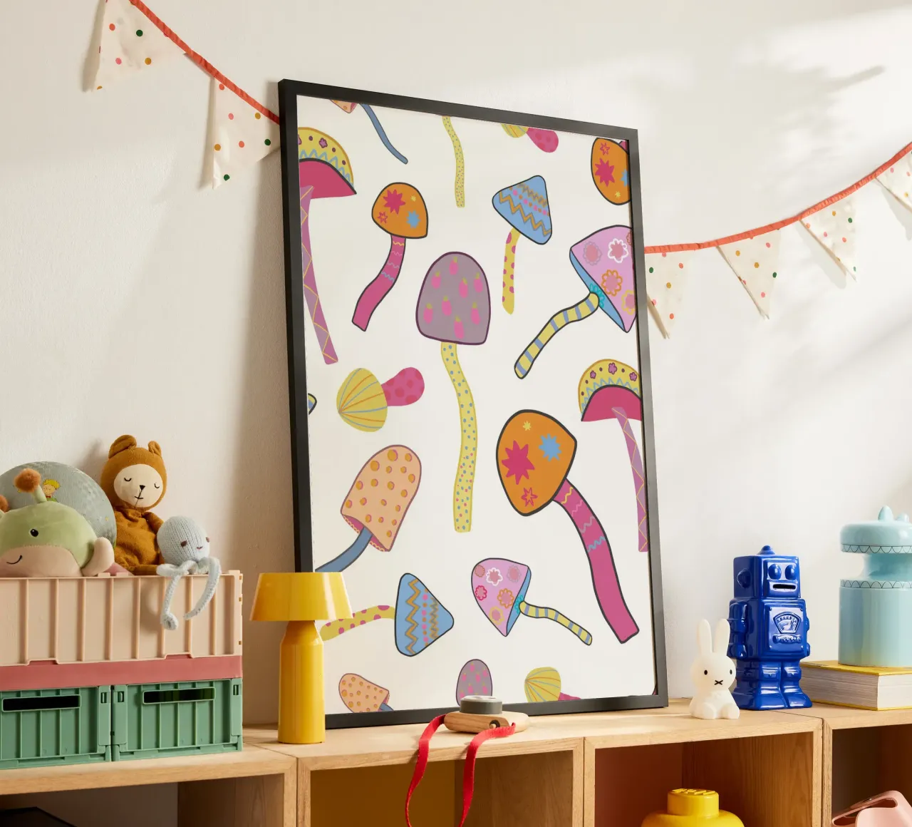 Magical mushrooms white II poster by gulsengunel