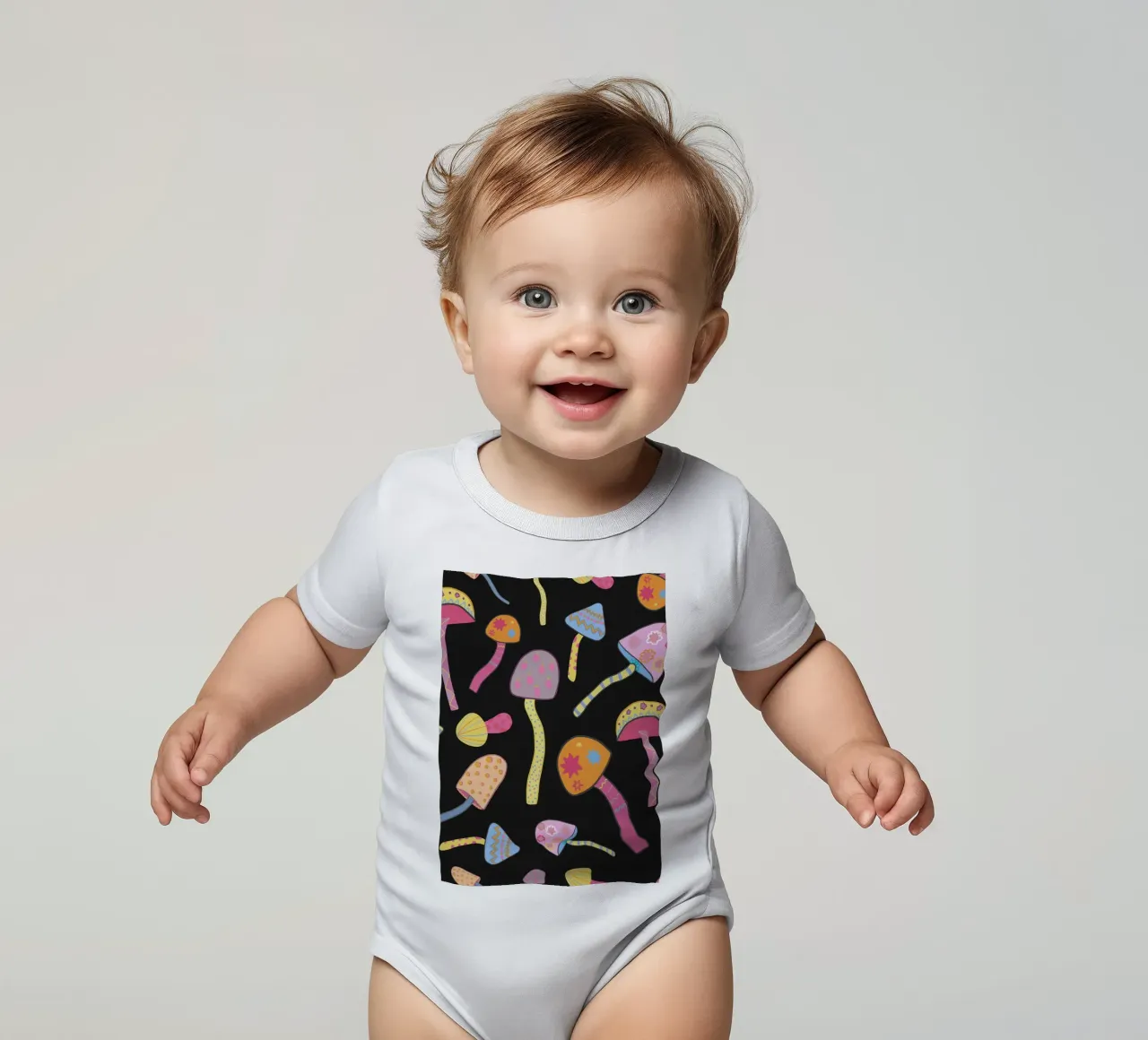 Funghi magici neri II body neonato maniche corte da gulsengunel