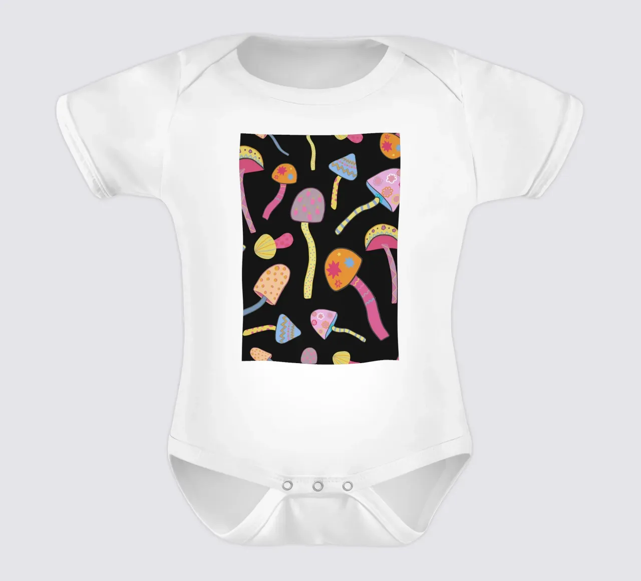 Funghi magici neri II body neonato maniche corte da gulsengunel
