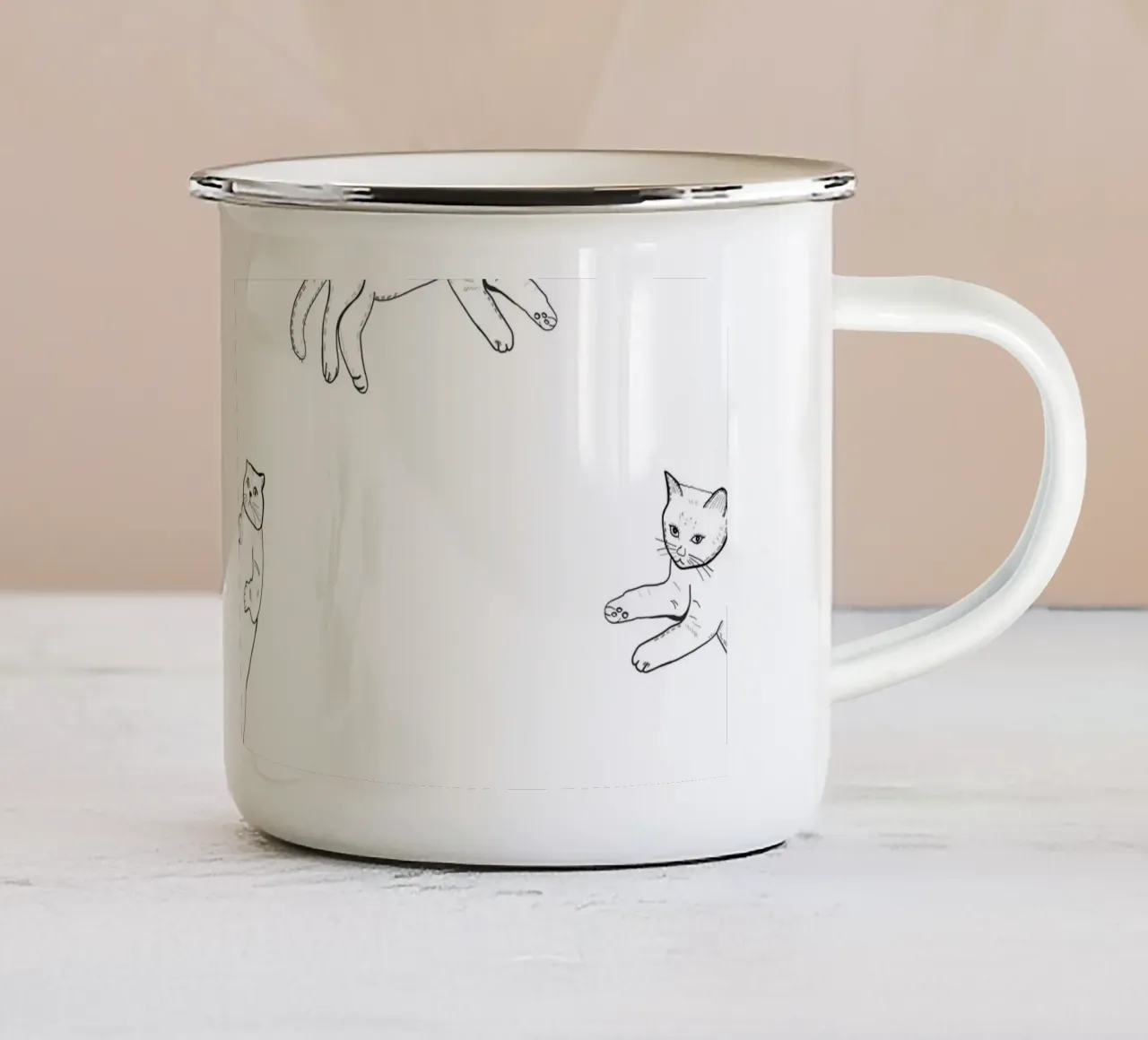 Modello di gatto senza cuciture tazza in smalto da gulsengunel