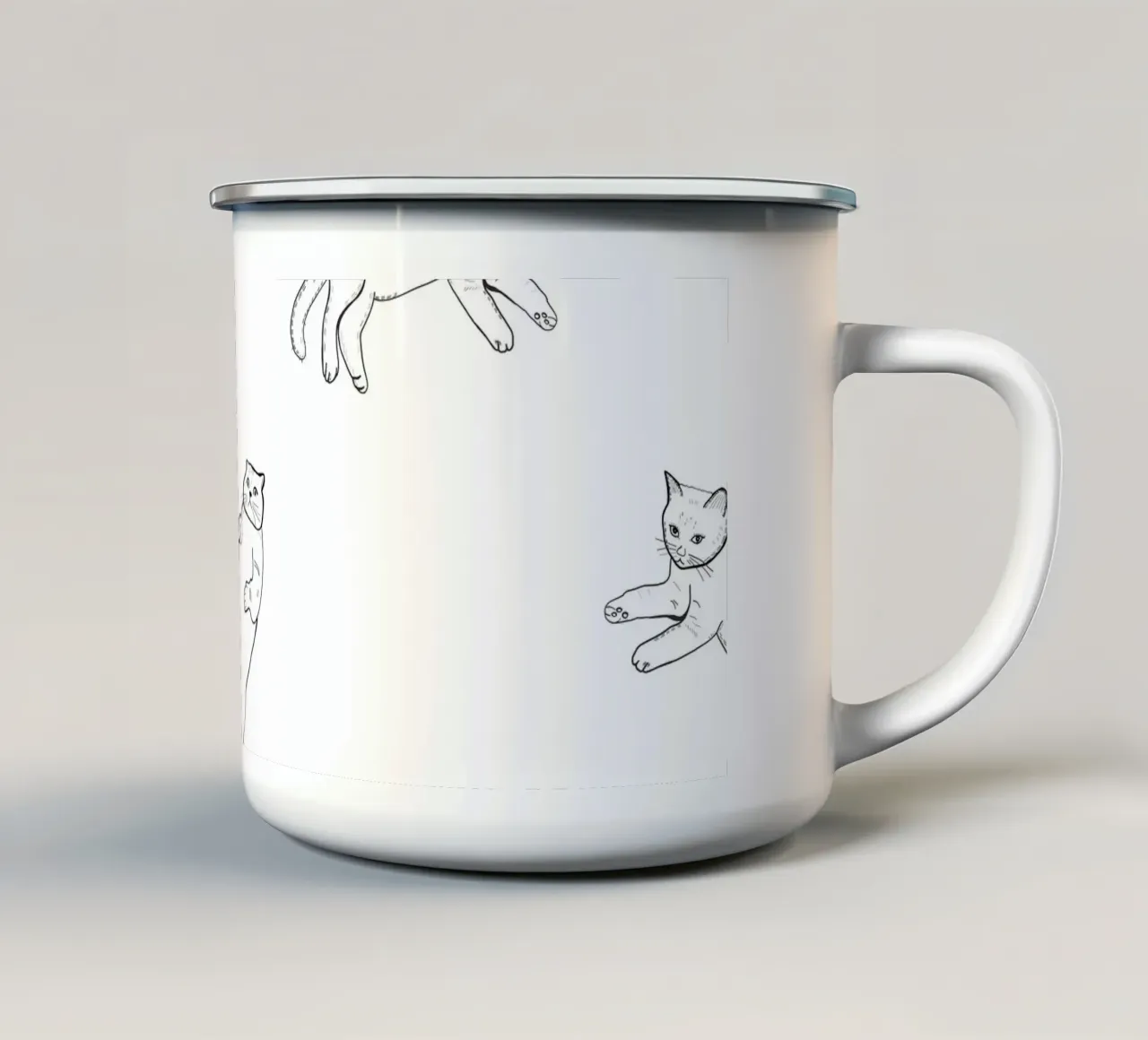 Modello di gatto senza cuciture tazza in smalto da gulsengunel