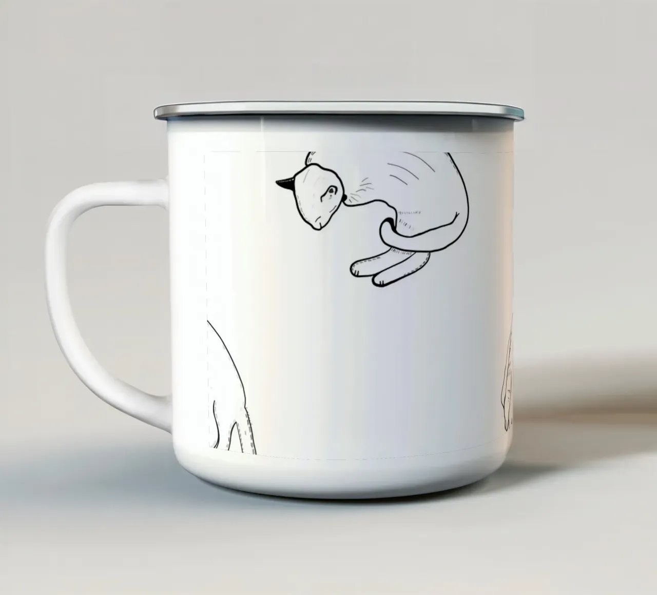 Modello di gatto senza cuciture tazza in smalto da gulsengunel