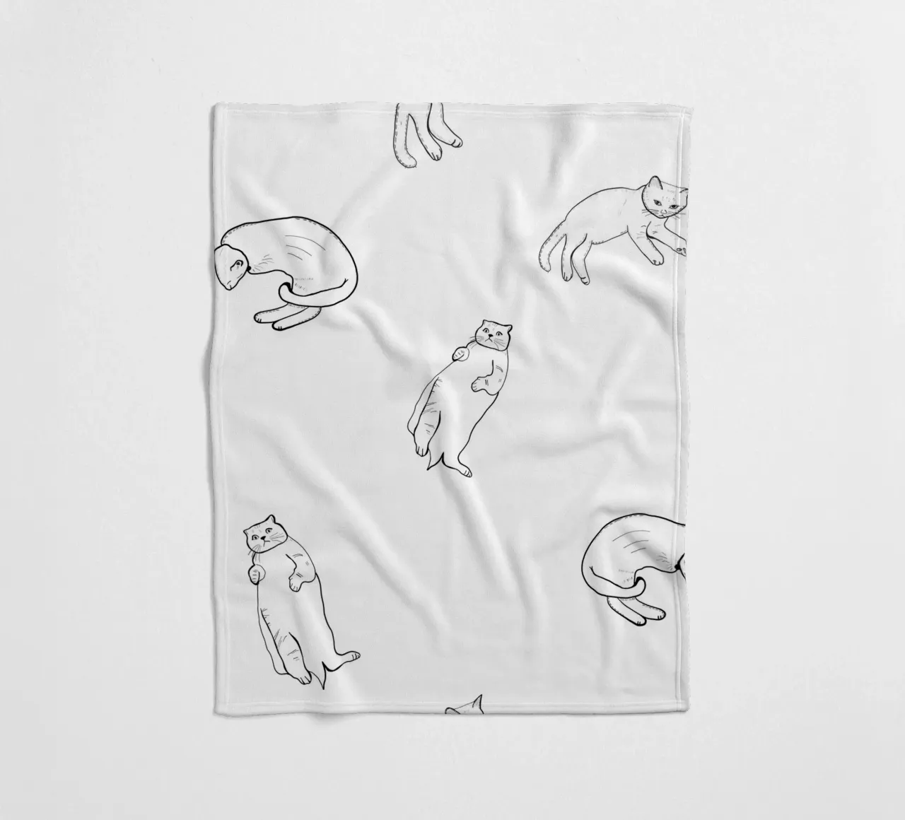 Naadloos kattenpatroon fleecedeken van gulsengunel