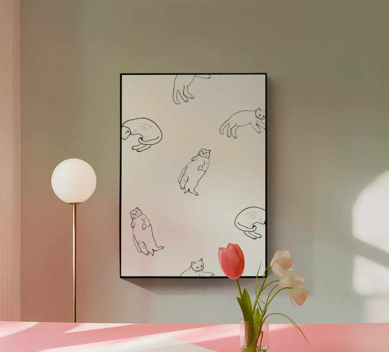 Seamless cat pattern acryl van gulsengunel