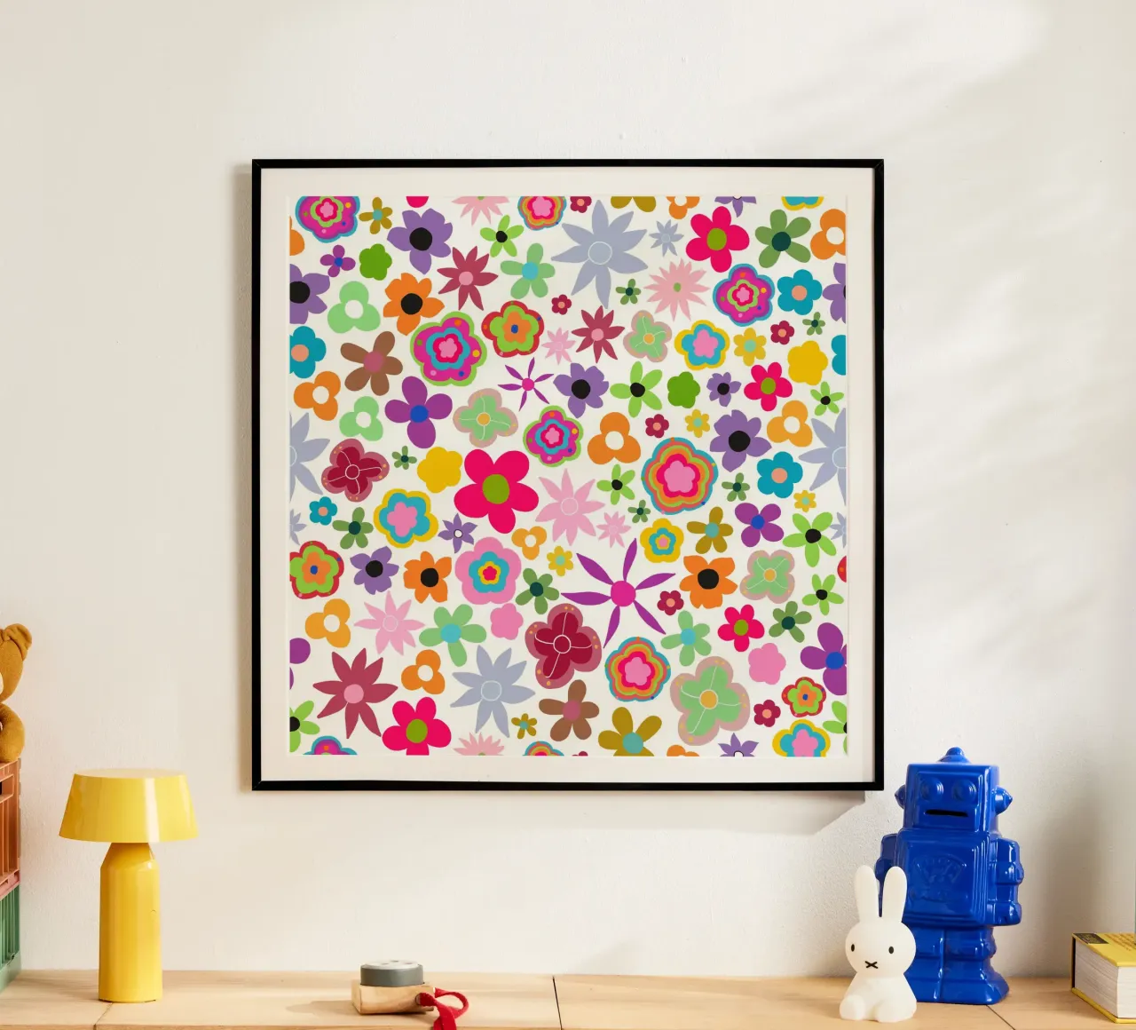 Amore estivo colorato poster con telaio in legno da gulsengunel