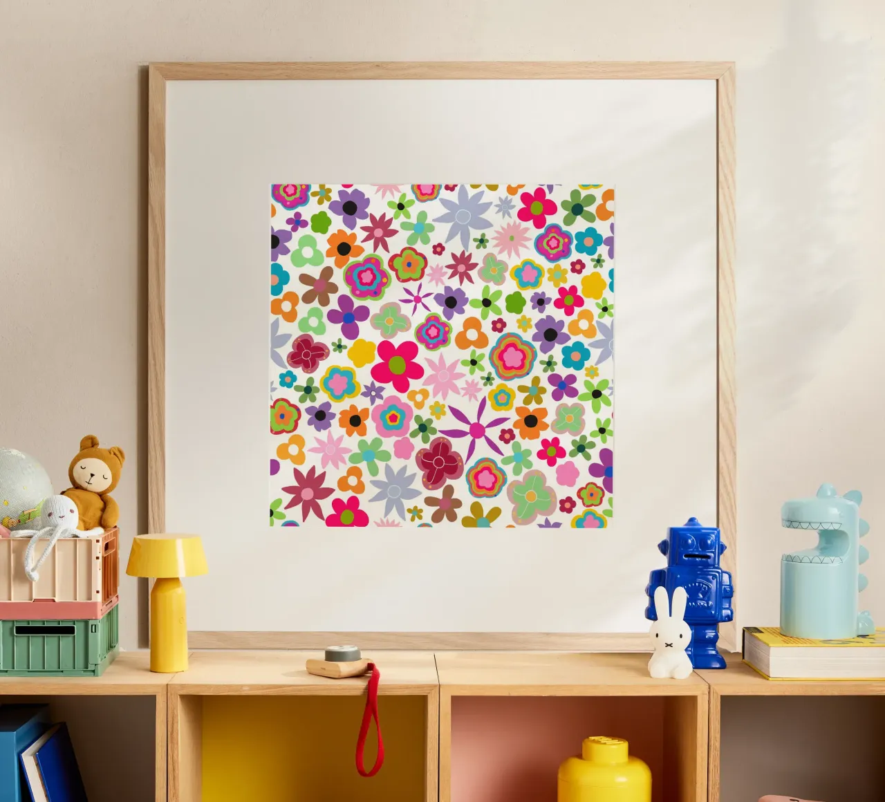 Amore estivo colorato poster con telaio in legno da gulsengunel