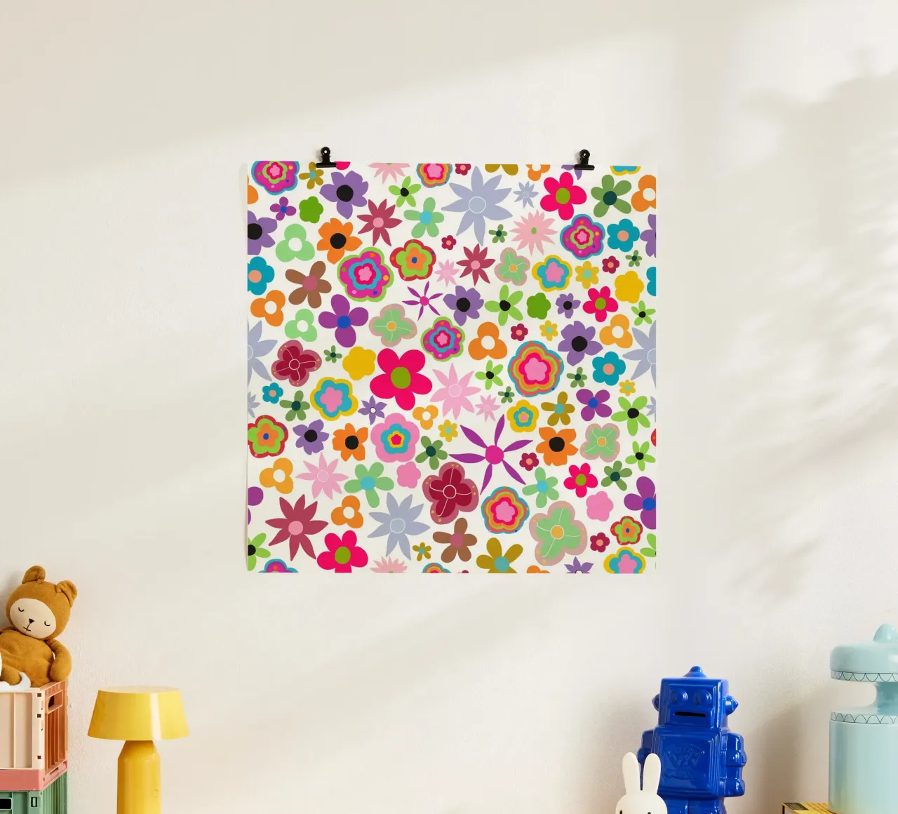 Amore estivo colorato poster con telaio in legno da gulsengunel