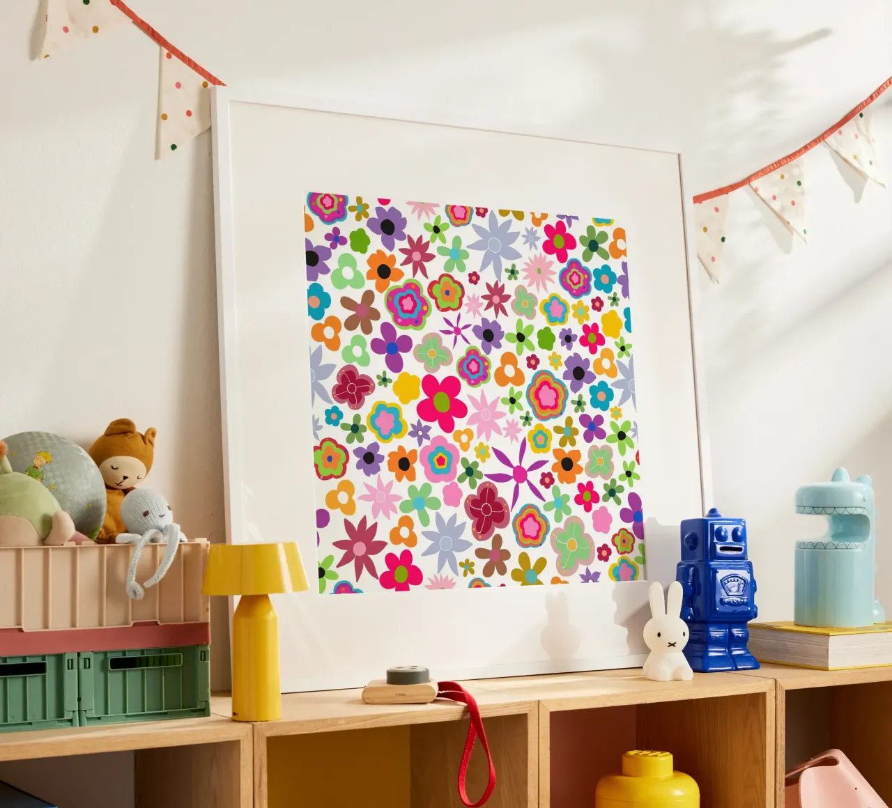 Amore estivo colorato poster con telaio in legno da gulsengunel