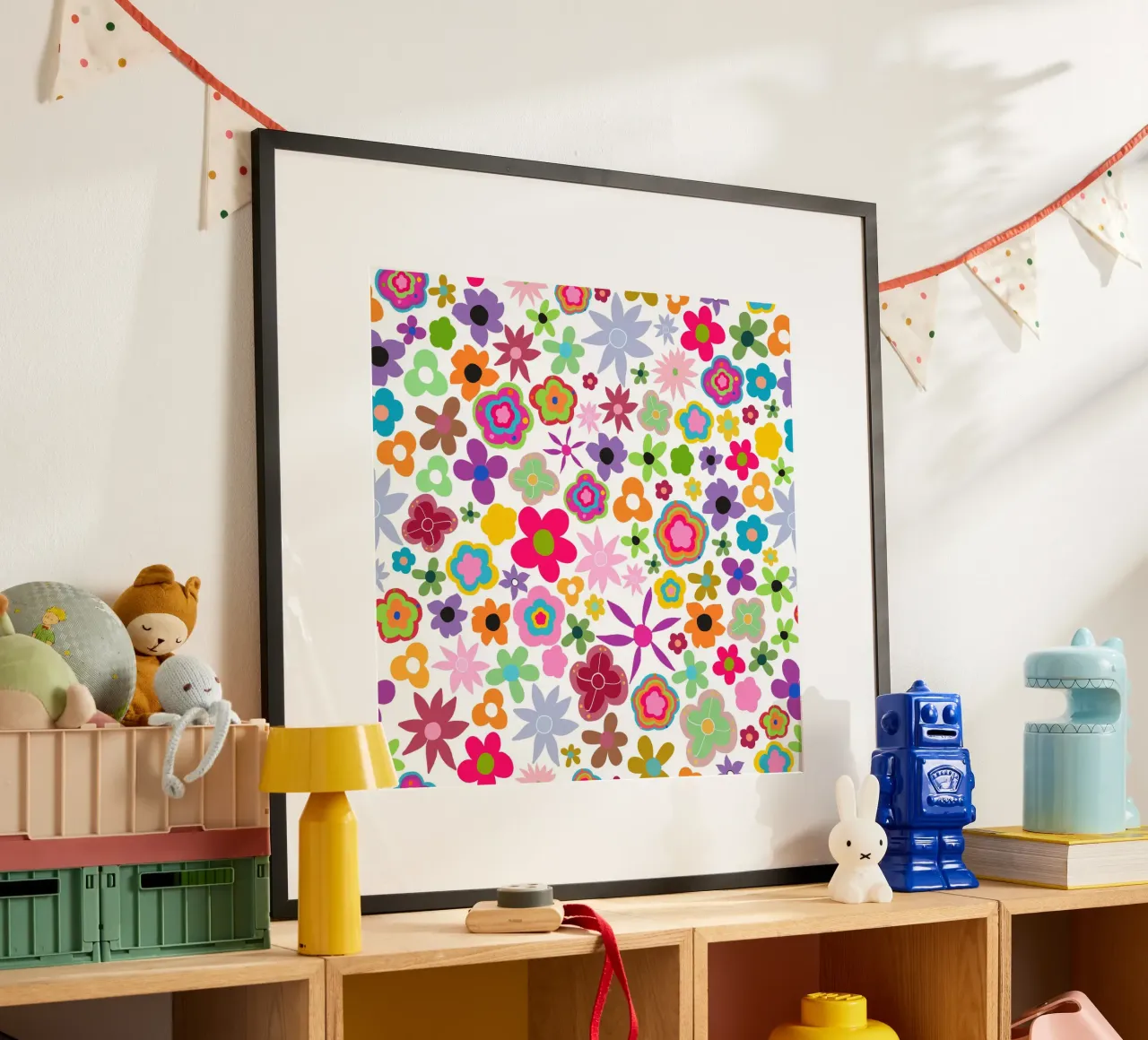 Amore estivo colorato poster con telaio in legno da gulsengunel