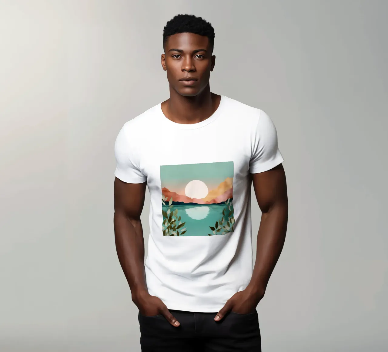 Pastel Dawn - A Lake at First Light t-shirt da Dune