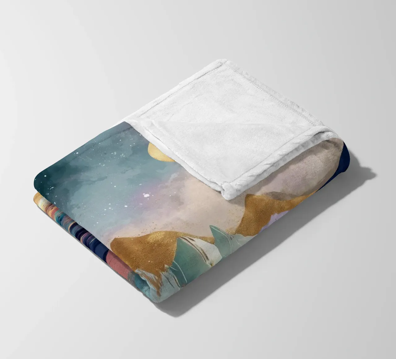Surreal Mountain Landscape - Golden Moon and Colorful River coperta in pile da Dune