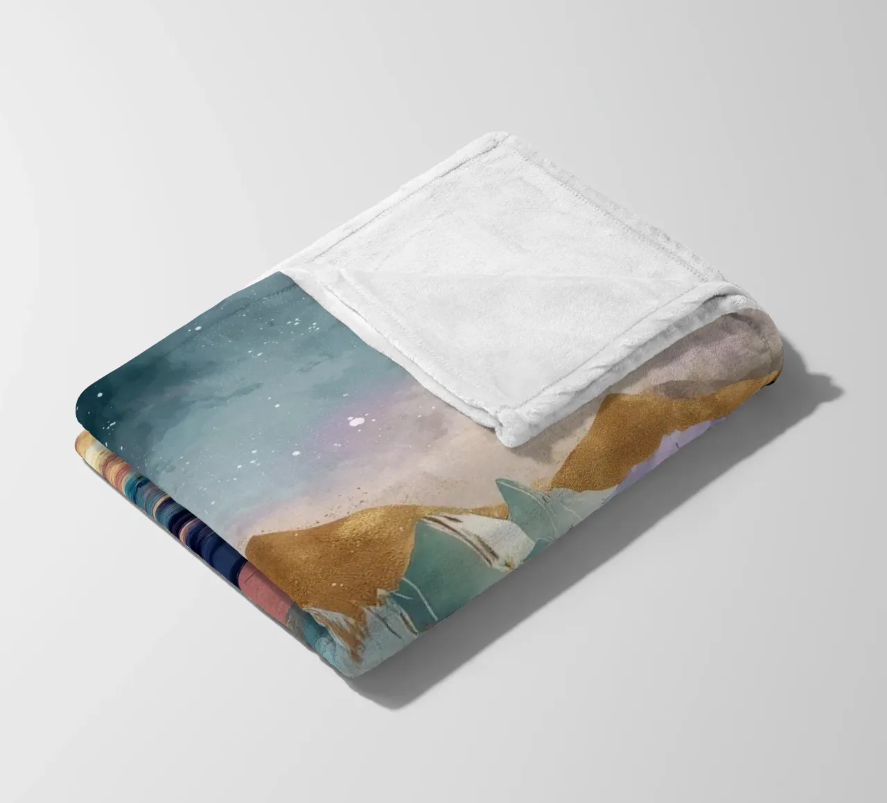 Surreal Mountain Landscape - Golden Moon and Colorful River coperta in pile da Dune