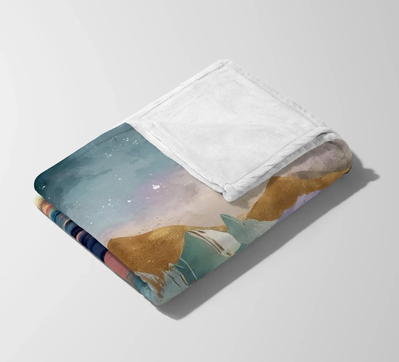 Surreal Mountain Landscape - Golden Moon and Colorful River coperta in pile da Dune