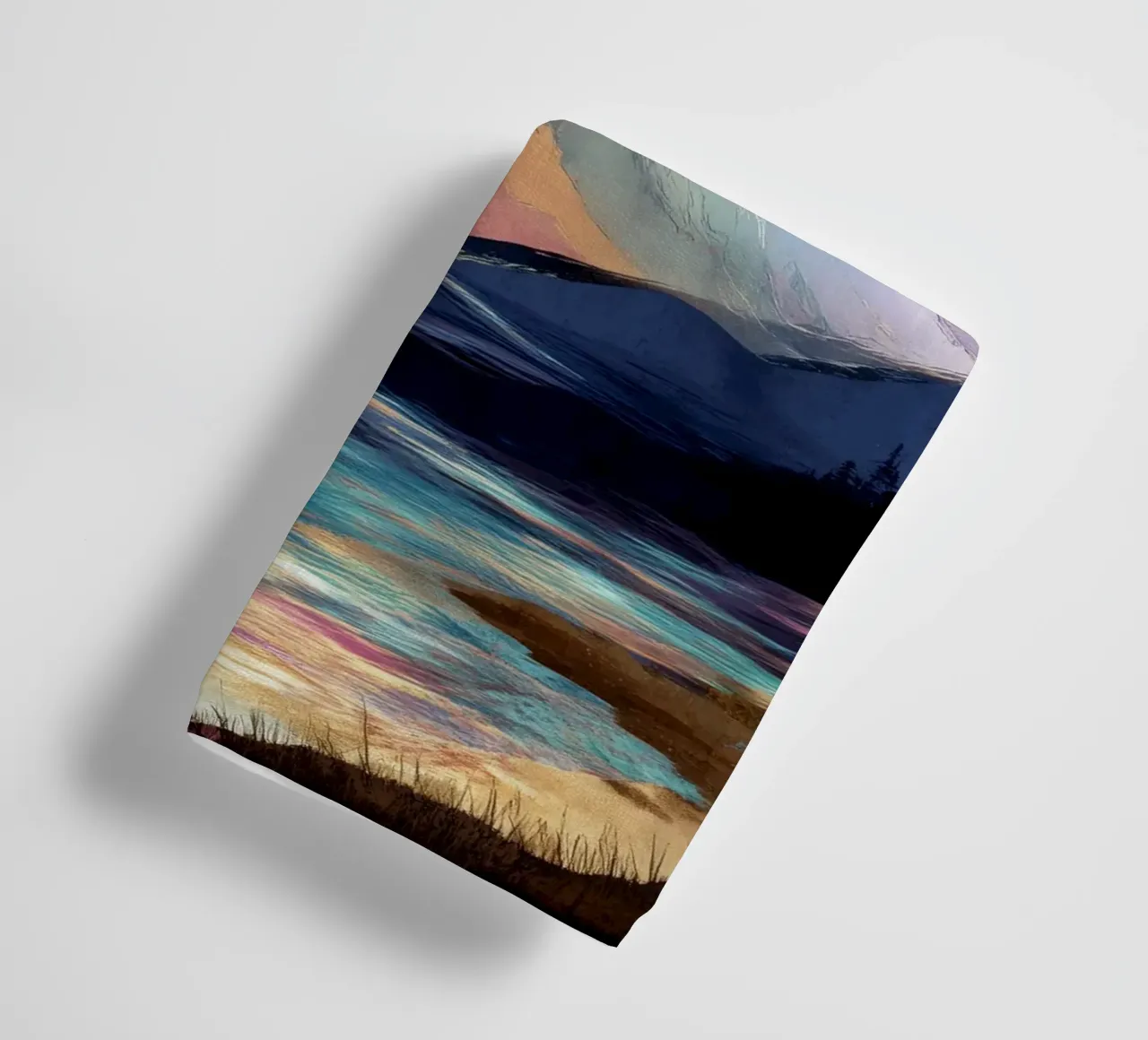 Surreal Mountain Landscape - Golden Moon and Colorful River asciugamano da bagno da Dune