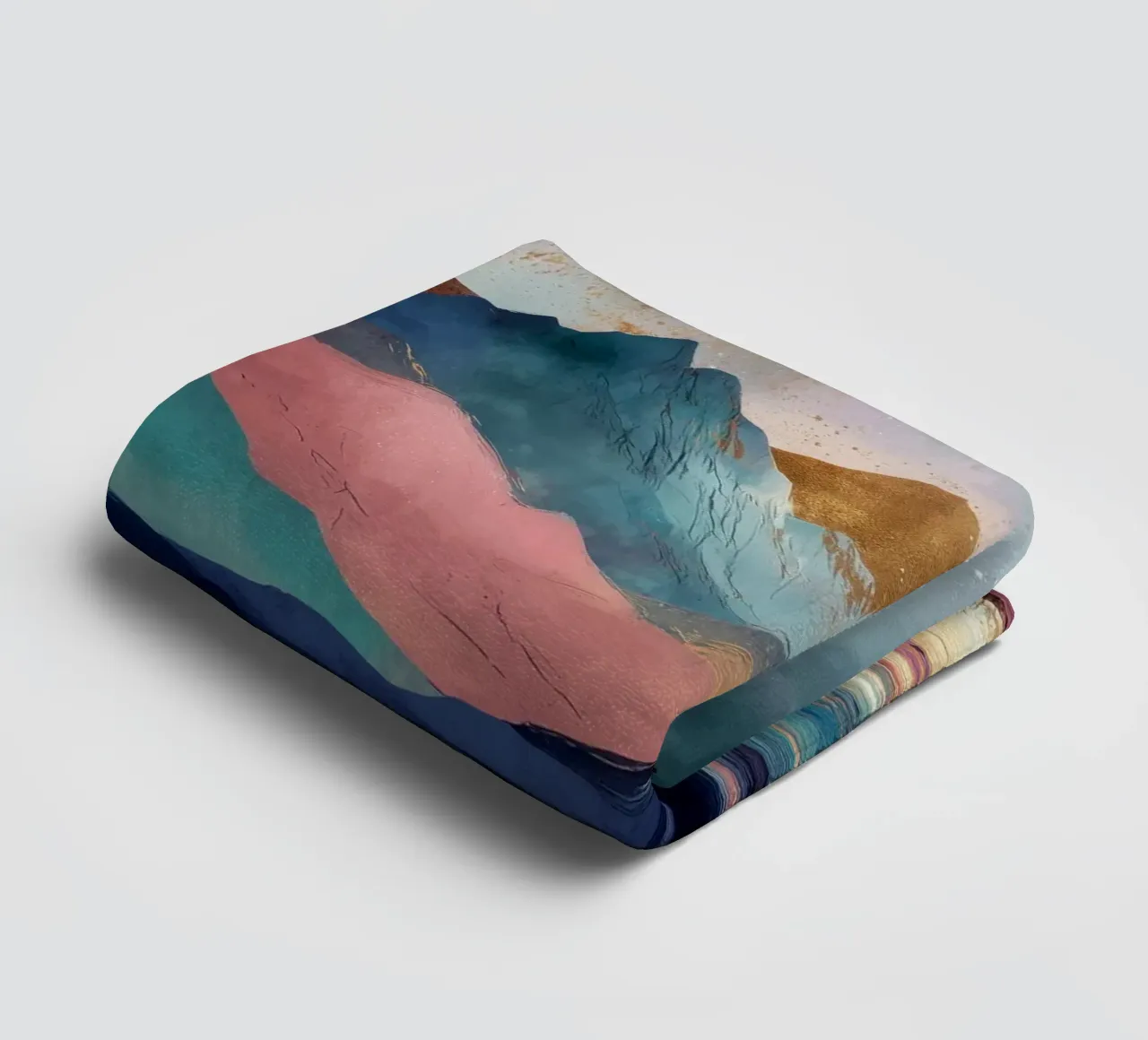 Surreal Mountain Landscape - Golden Moon and Colorful River asciugamano da bagno da Dune