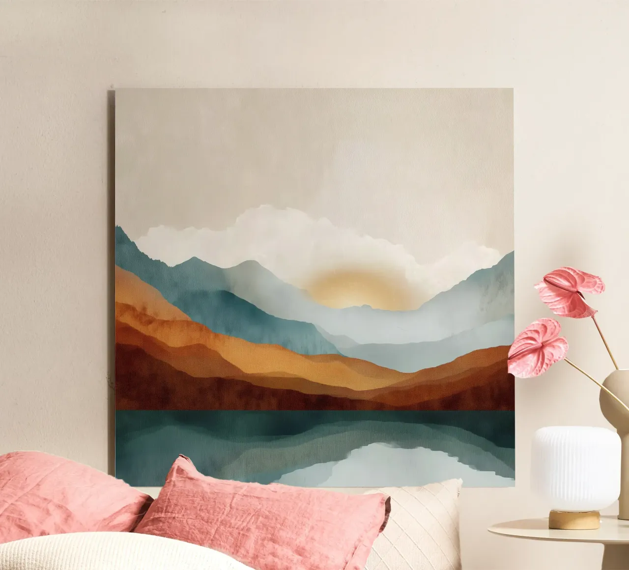 Whispers of Dawn - A Lake Among the Peaks pannello forex da Dune