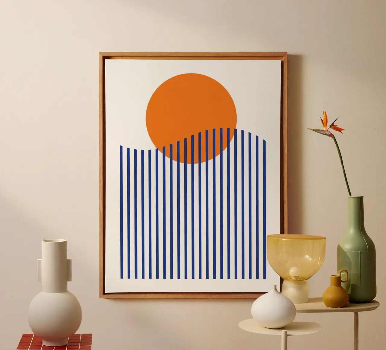 Oceaan Landschap Zonsondergang canvas met Baklijst van galihstudio