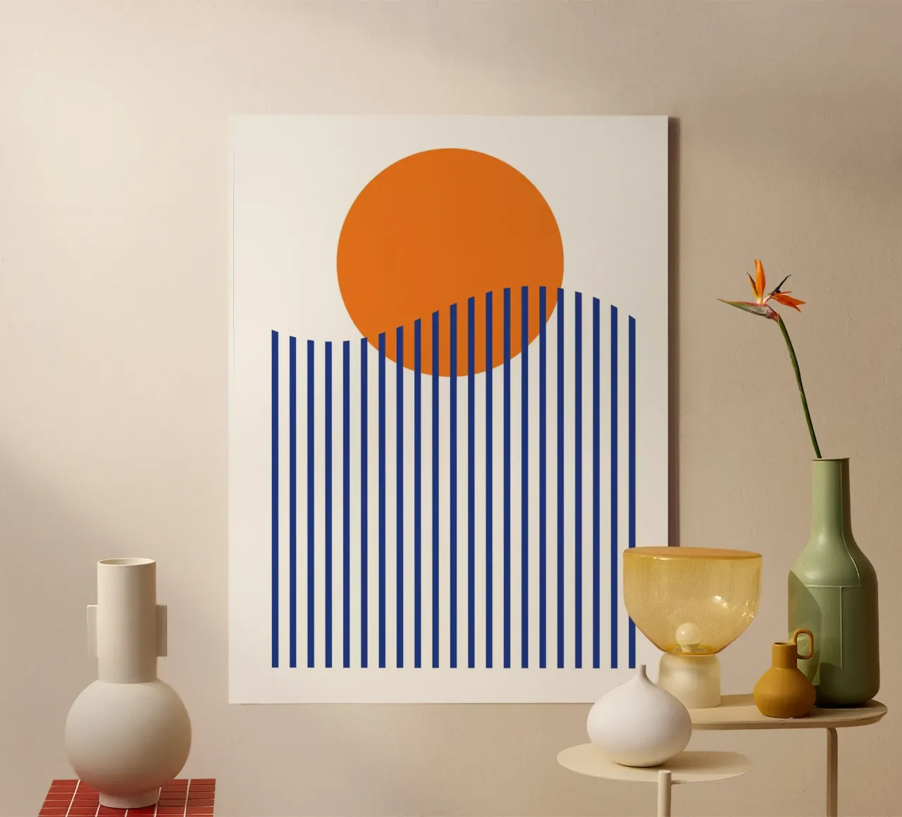 Oceaan Landschap Zonsondergang canvas met Baklijst van galihstudio