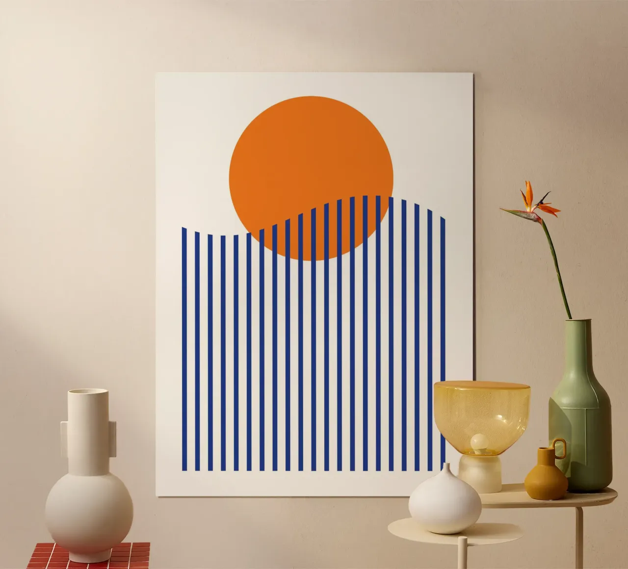 Paesaggio oceanico al tramonto poster con telaio in plastica da galihstudio
