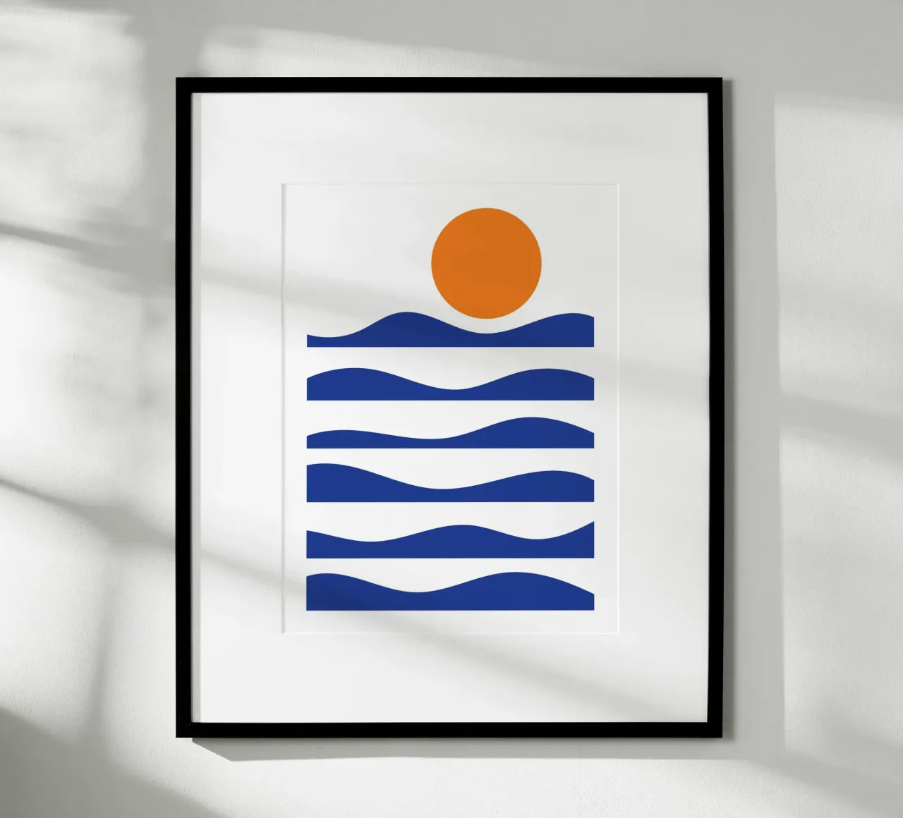 Paesaggio del sole dell'oceano poster con telaio in plastica da galihstudio