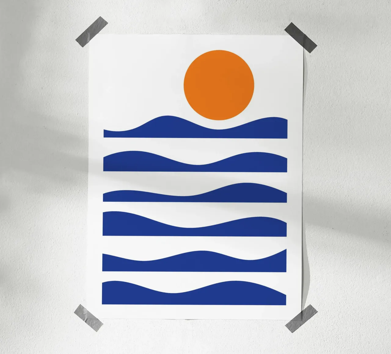 Paesaggio del sole dell'oceano poster con telaio in plastica da galihstudio