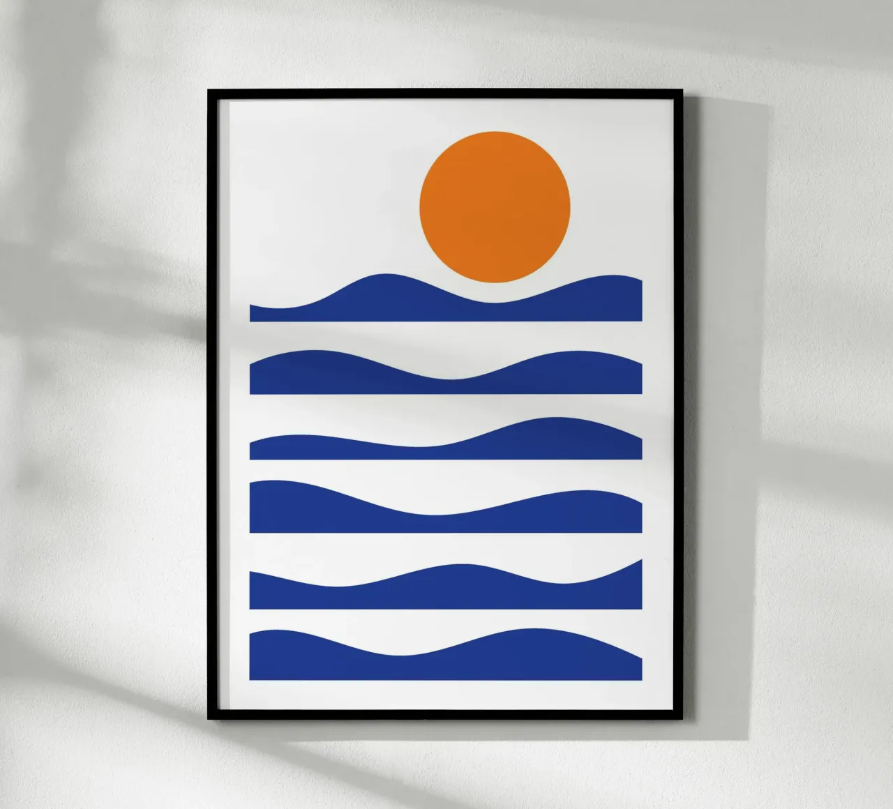 Paesaggio del sole dell'oceano poster con telaio in plastica da galihstudio