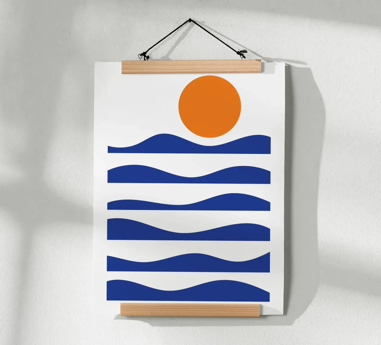 Paesaggio del sole dell'oceano poster con telaio in plastica da galihstudio