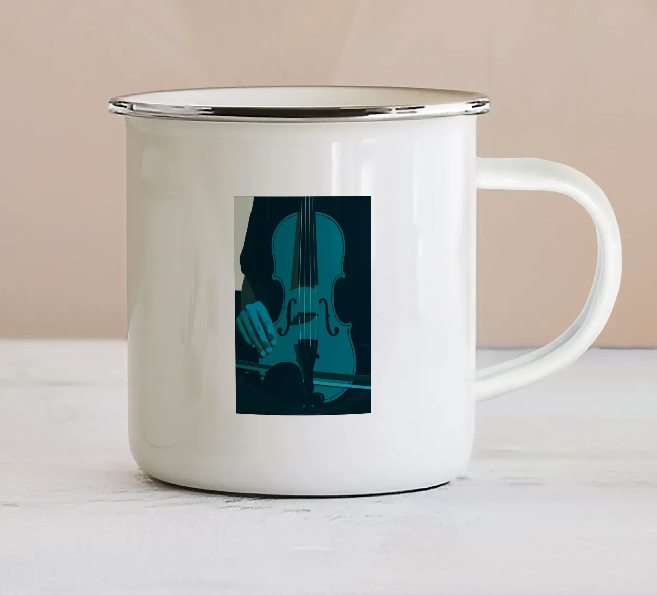 Mani che suonano il violino tazza in smalto da MUSIC EDITION