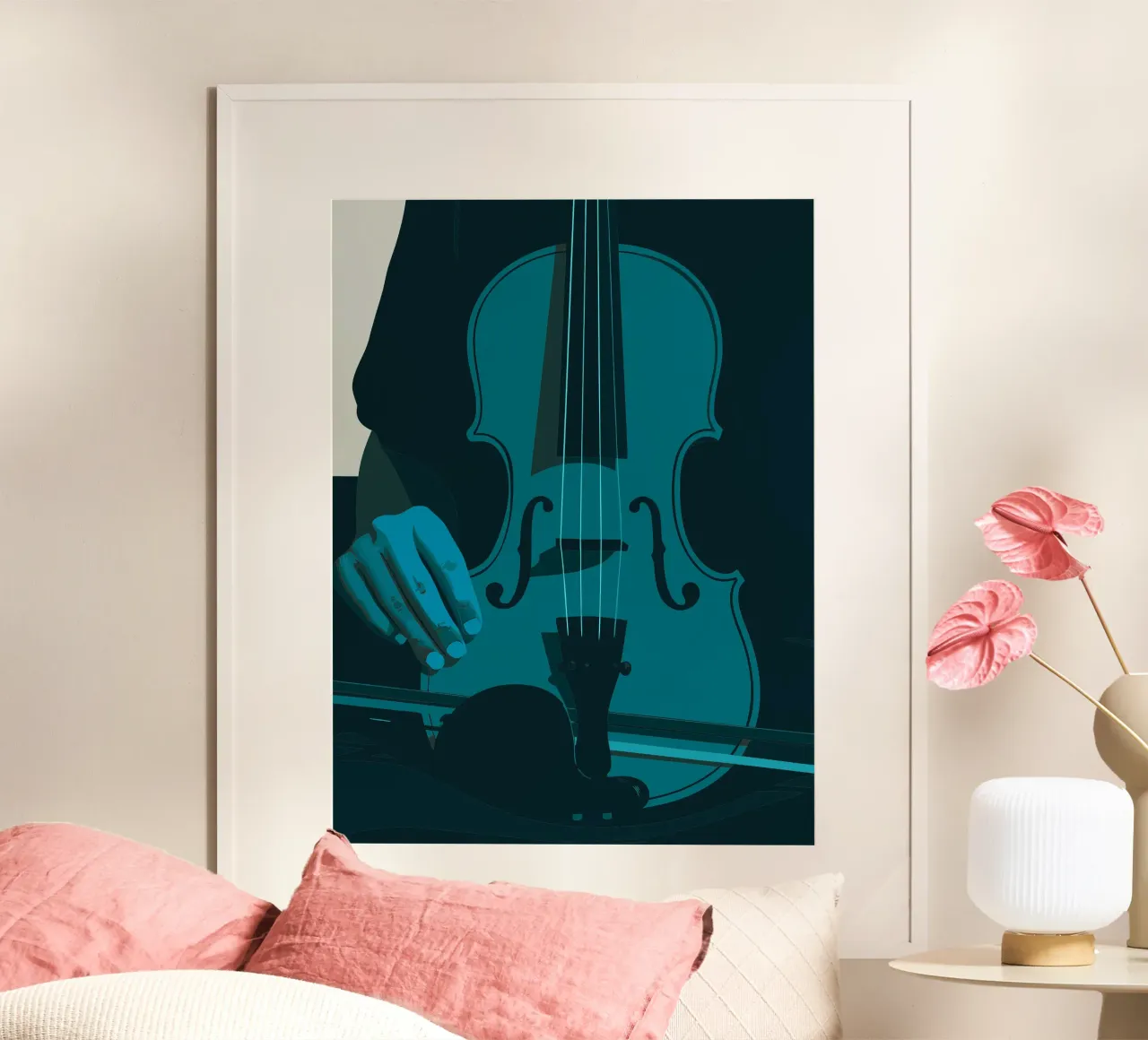 Mani che suonano il violino poster con telaio in plastica da MUSIC EDITION