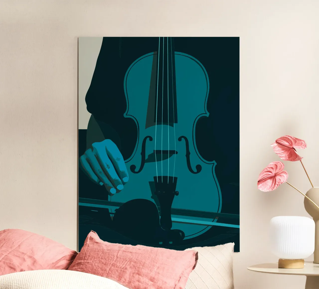 Mani che suonano il violino poster con telaio in plastica da MUSIC EDITION