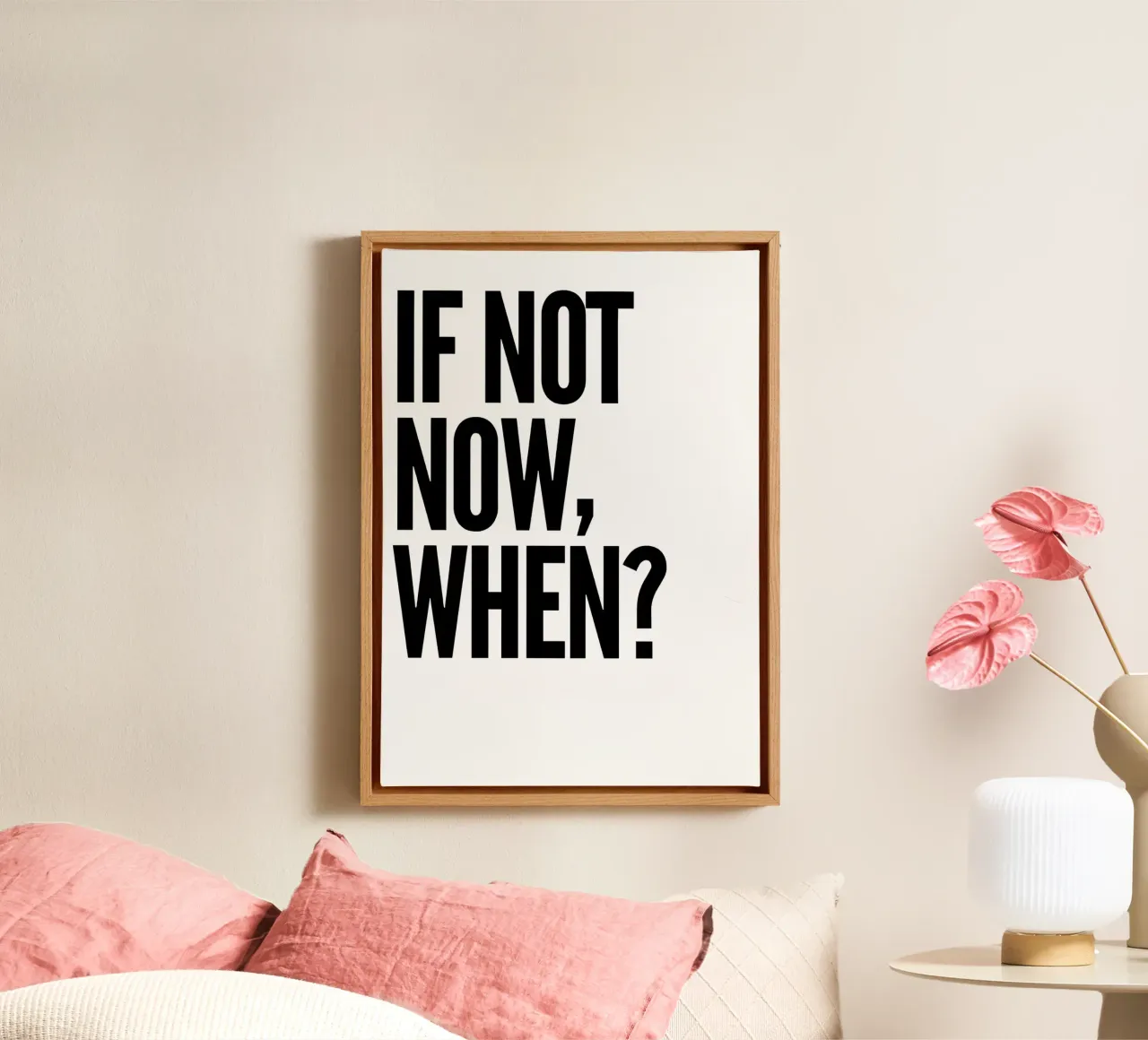 NOT NOW, WHEN? tela con Cornice a cassetta da Type & Tape
