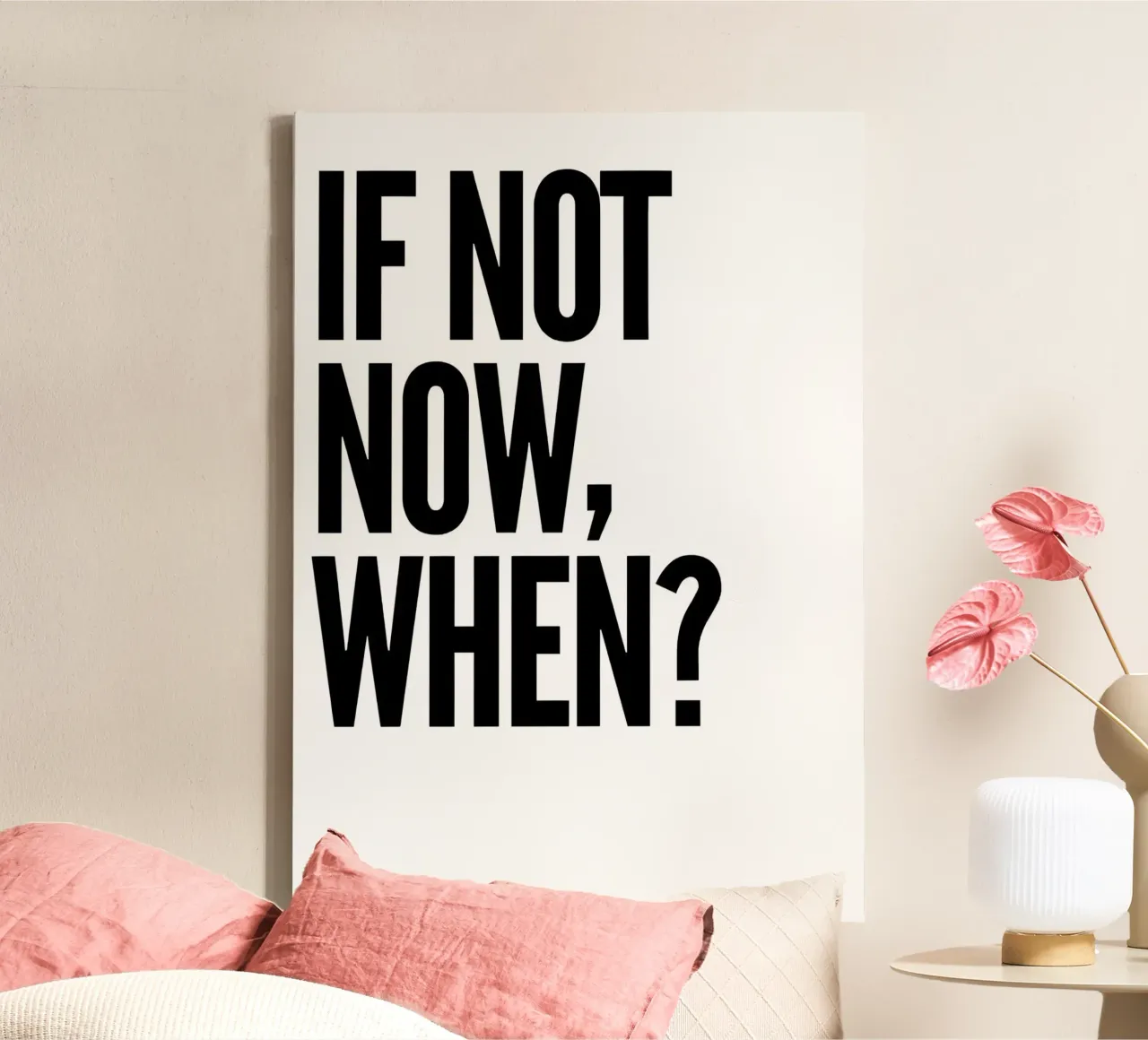 NOT NOW, WHEN? tela con Cornice a cassetta da Type & Tape