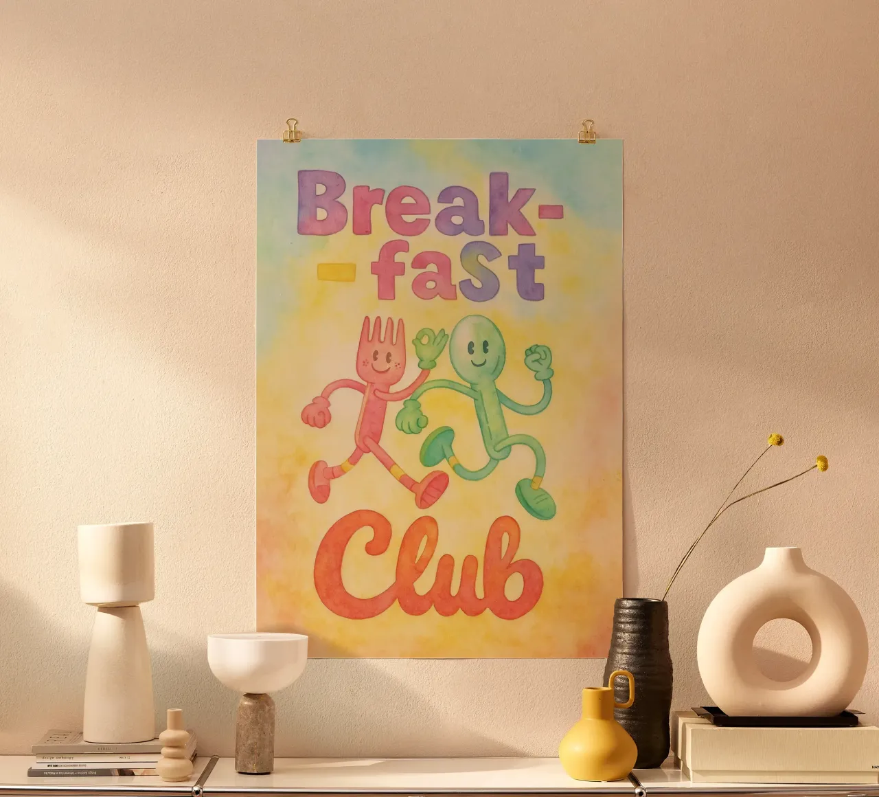 club della colazione che dipingono poster con telaio in legno da bonangroads