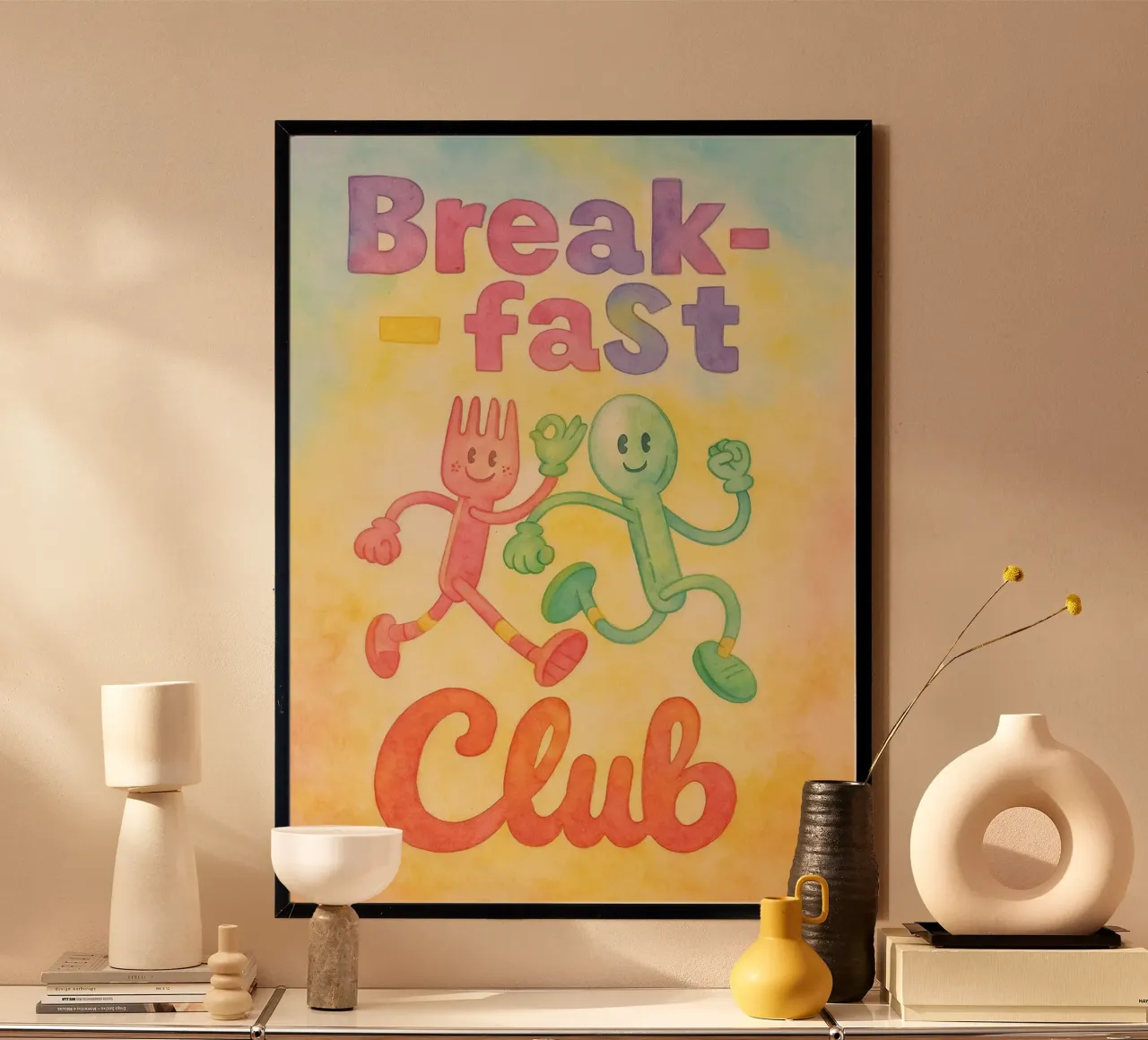 club della colazione che dipingono poster con telaio in legno da bonangroads