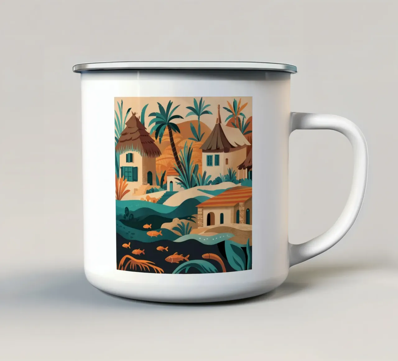 Villaggio sul mare tazza in smalto da Irish Strokes