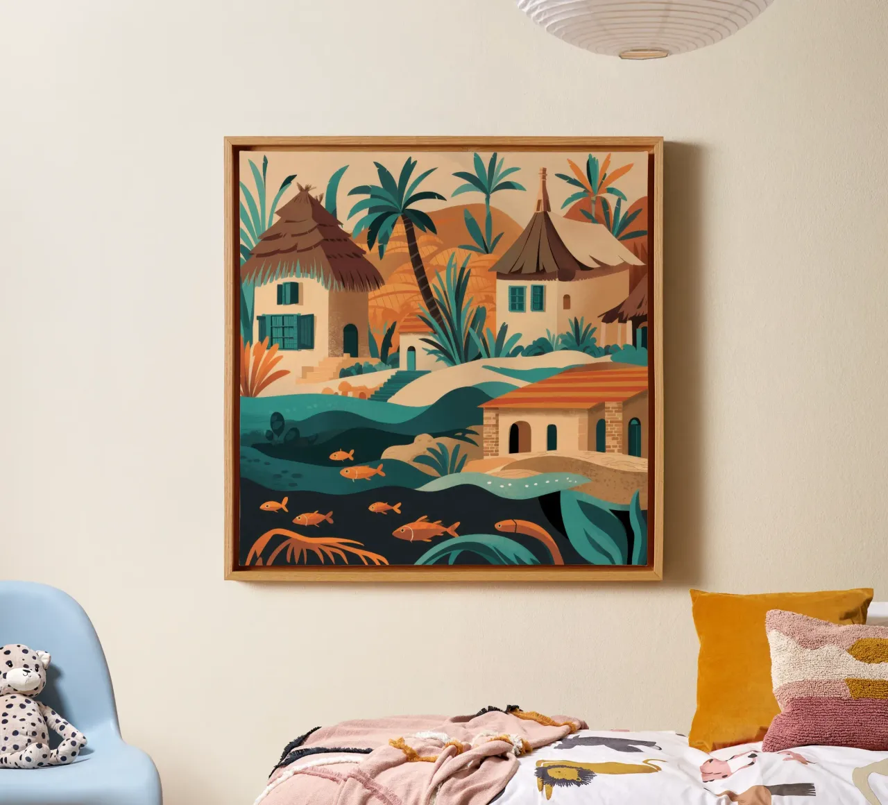 Dorp aan zee canvas met Baklijst van Irish Strokes