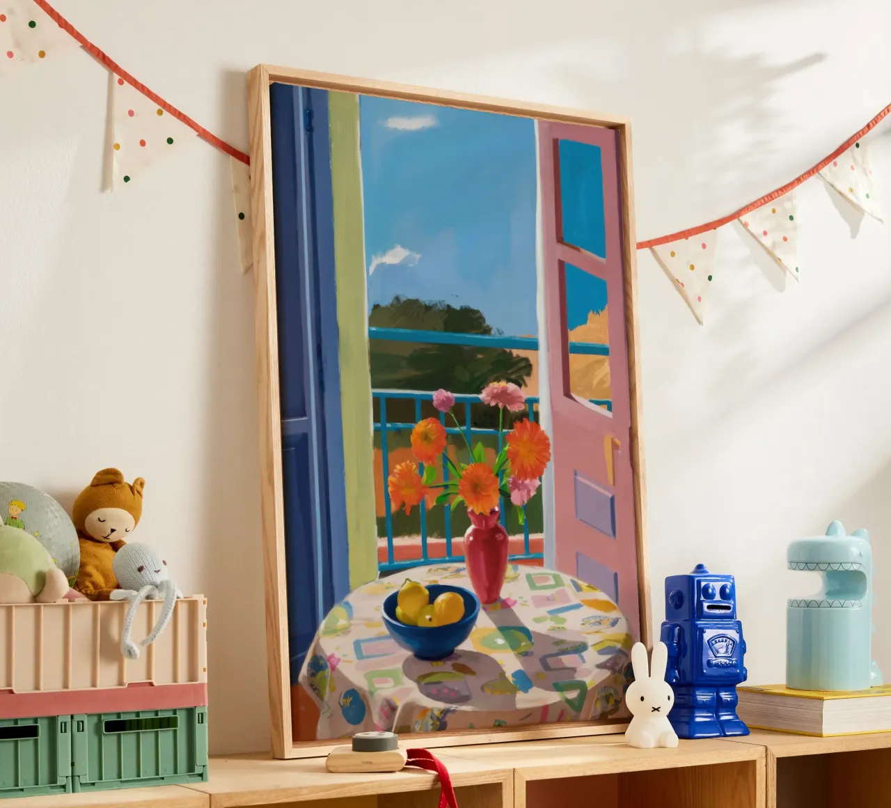 Balcony over the Fields canvas with Floater frame by Luna Aura