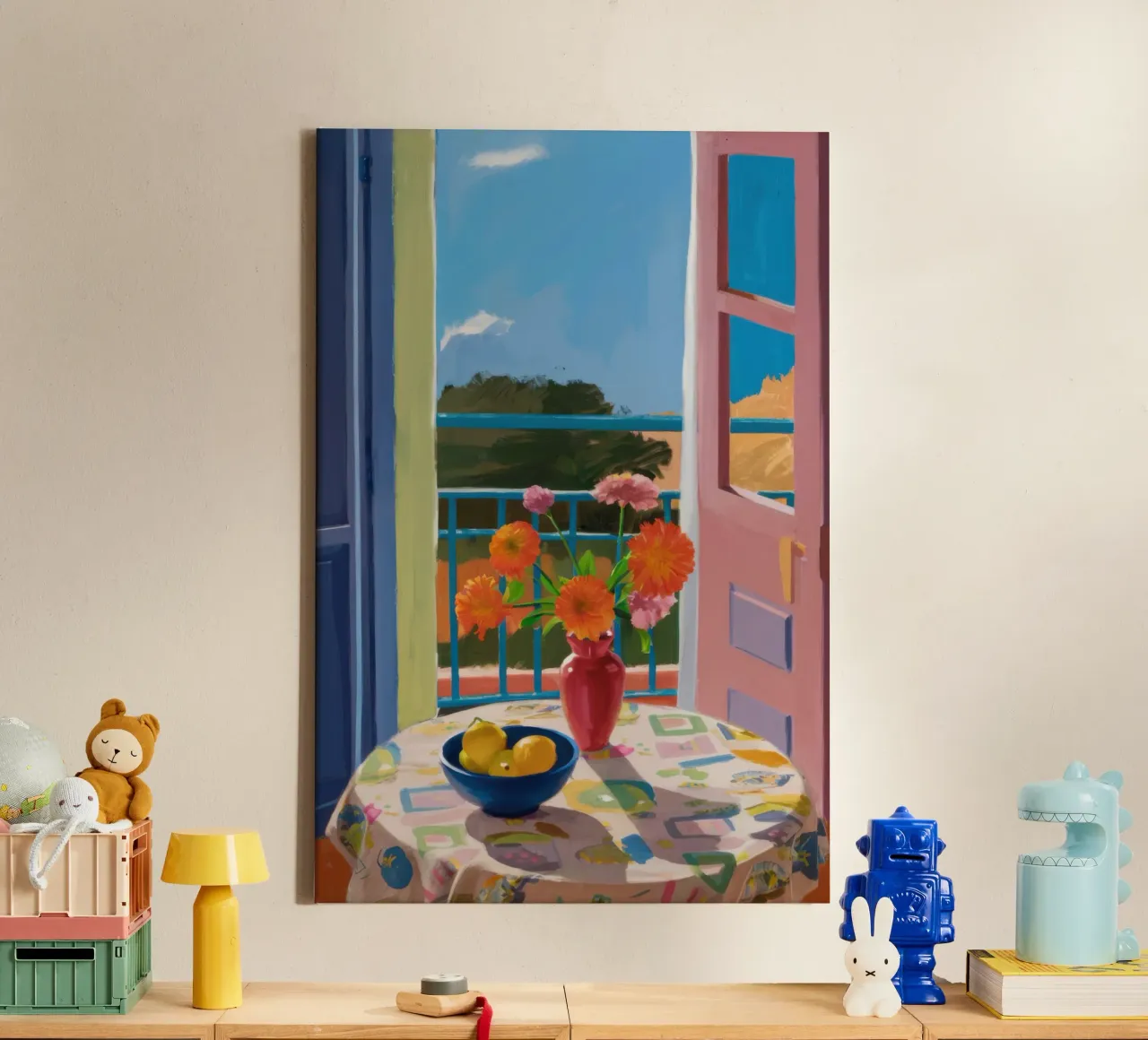 Balcony over the Fields canvas with Floater frame by Luna Aura