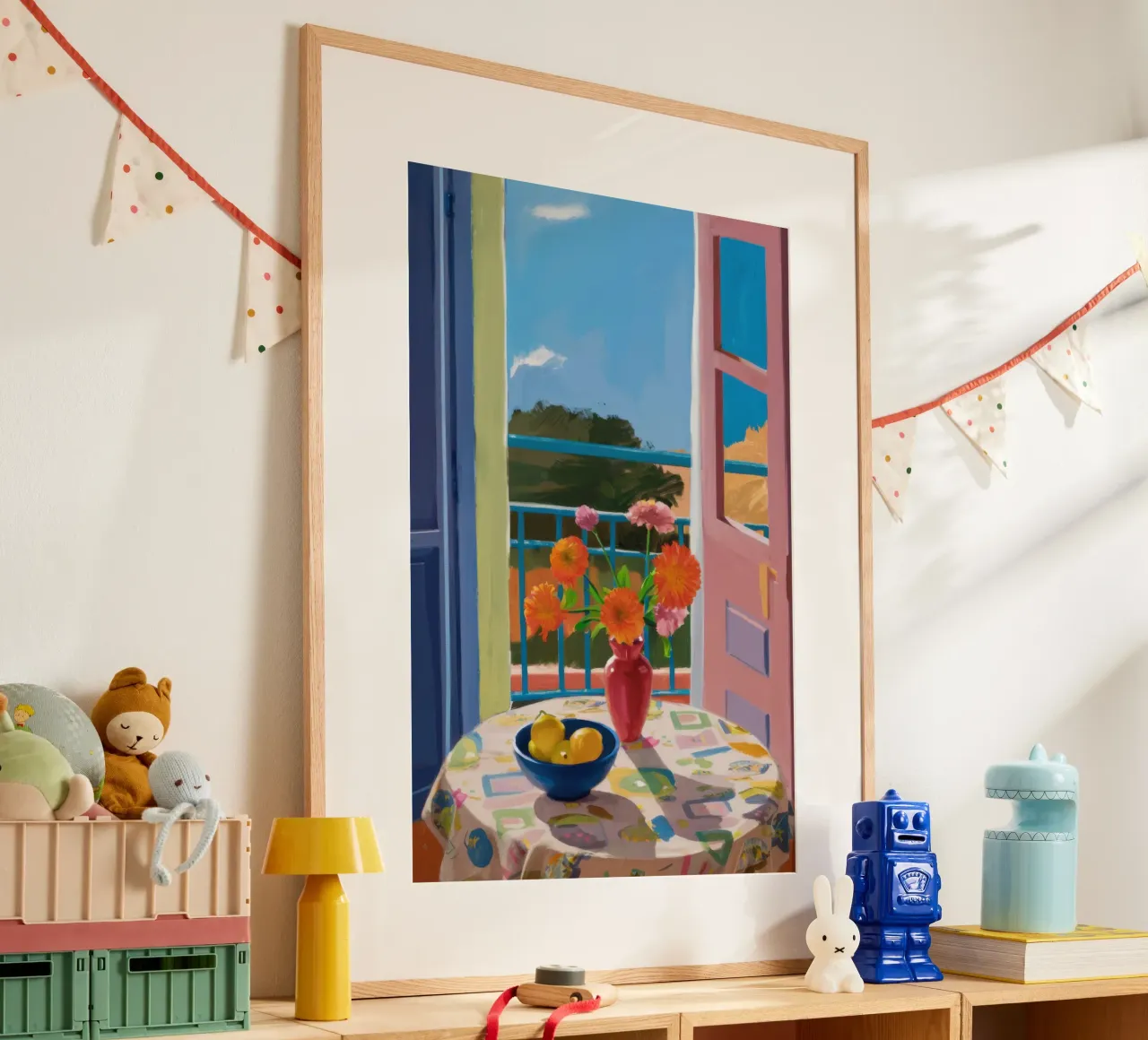 Balcone sui campi poster con telaio in plastica da Luna Aura