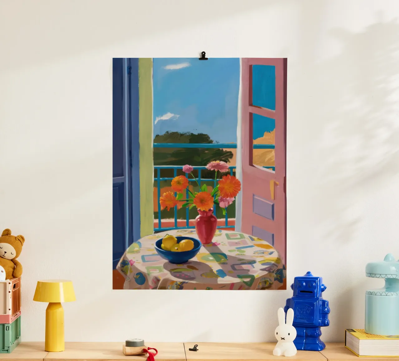Balcone sui campi poster con telaio in plastica da Luna Aura